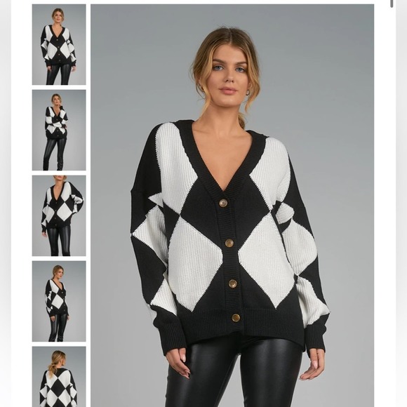 Elan Harley cardigan black and white new with tags SMALL - Picture 1 of 6